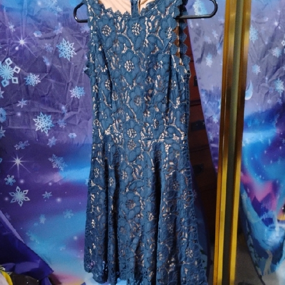 City Studio Blue Embellished Tiered Midi Dress - Picture 1 of 10